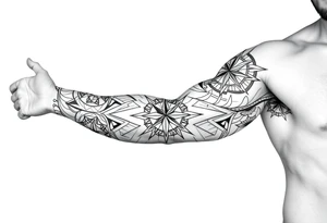 bold line ornamentaali viikinkikompassi tattoo idea