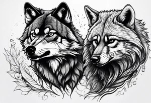Wolf and raccoon fighting tattoo idea