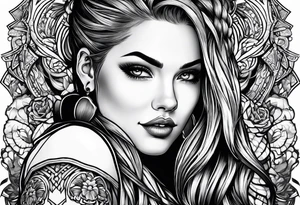 Bikergirl with dutch braids auf den unterarm tattoo idea