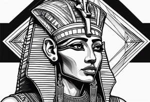 I want a Egyptian pharaoh skeleton in a headress facing the side tattoo idea