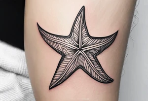 One single line Wave and starfish tattoo idea
