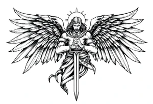 Holy Archangel, Biblical, Christianity, Archangel Michael, Hebrew, Guards of Christianity, Holding a sword, having six wings, seraphim tattoo idea