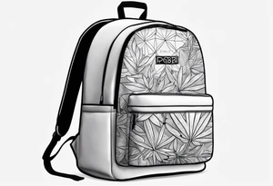 Backpack with the words 'PBOB on tour 2024' with a hidden weed leaf tattoo idea