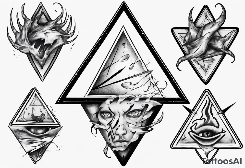Triangle with a claw inside looking like its coming out tattoo idea