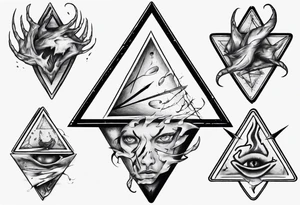 Triangle with a claw inside looking like its coming out tattoo idea
