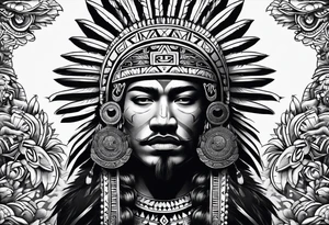 mexican aztec with fur head on head tattoo idea