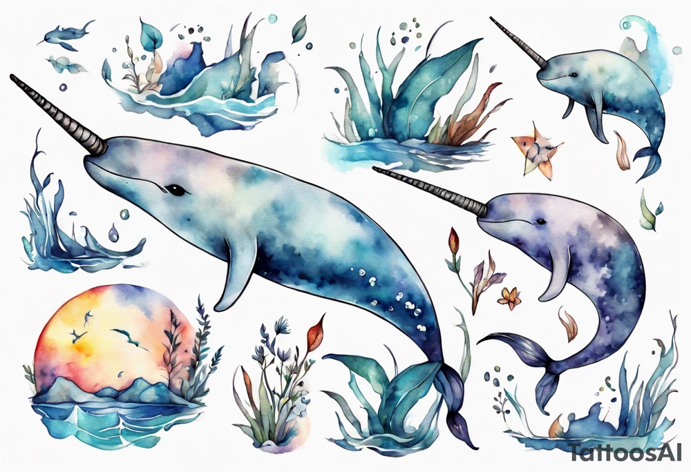 a narwhal tattoo idea