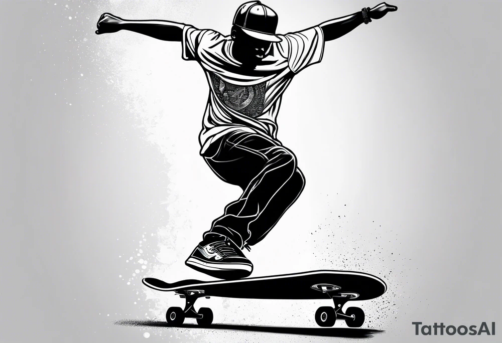 Black person skateboarding tattoo idea