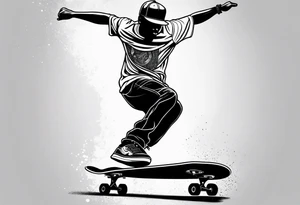 Black person skateboarding tattoo idea
