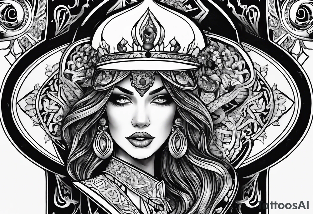 A tarot card with teeth biting inside of it tattoo idea