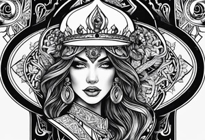 A tarot card with teeth biting inside of it tattoo idea