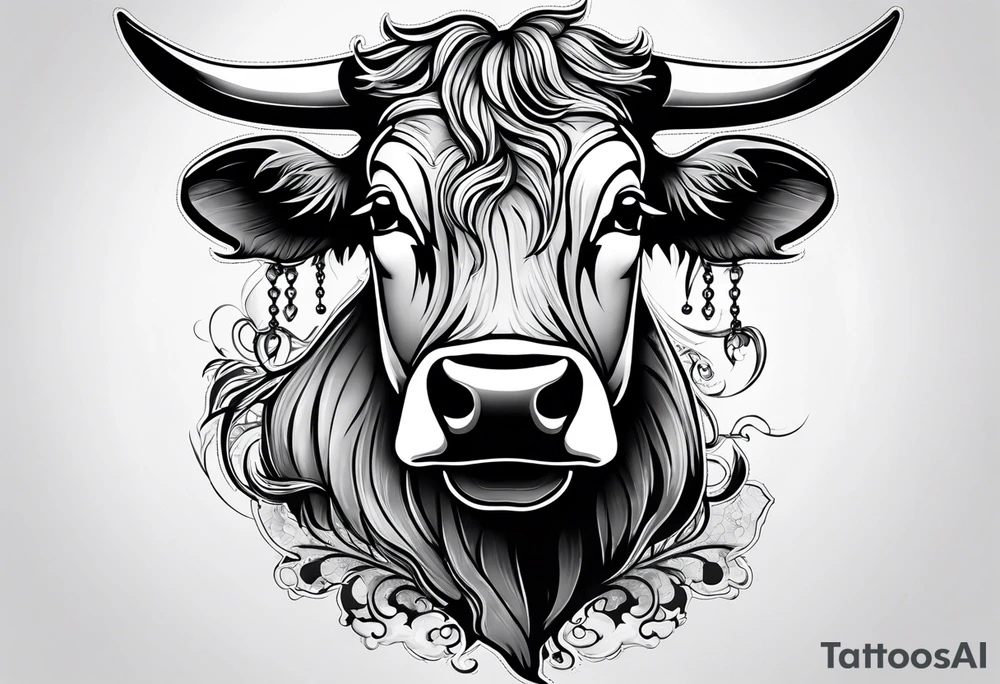 a cow in a ghost halloween costume tattoo idea