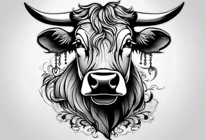 a cow in a ghost halloween costume tattoo idea