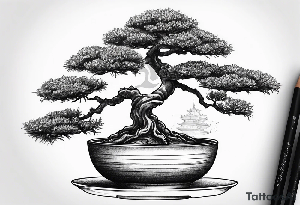 bonsai tree in teacup tattoo idea