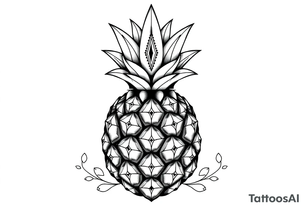 pineapple with diamonds and magestic, crown, vagina, anus, pubic tattoo idea