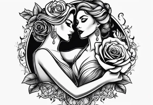 Dancing couple on a rose tattoo idea