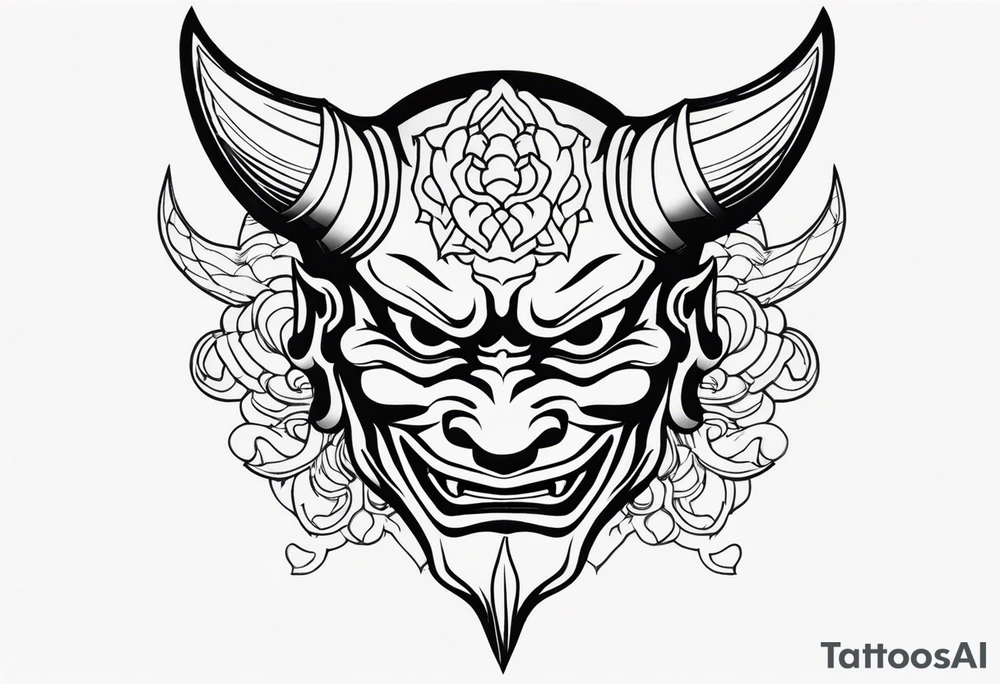 Japanese devil mask tattoo idea