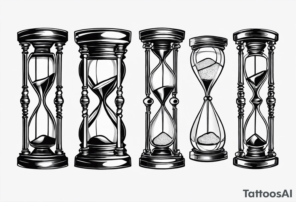 Vintage hourglass vector illustration, monochrome sketch. tattoo idea