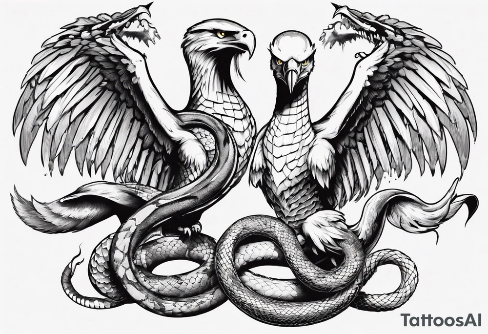 The snake is fighting with an eagle tattoo idea