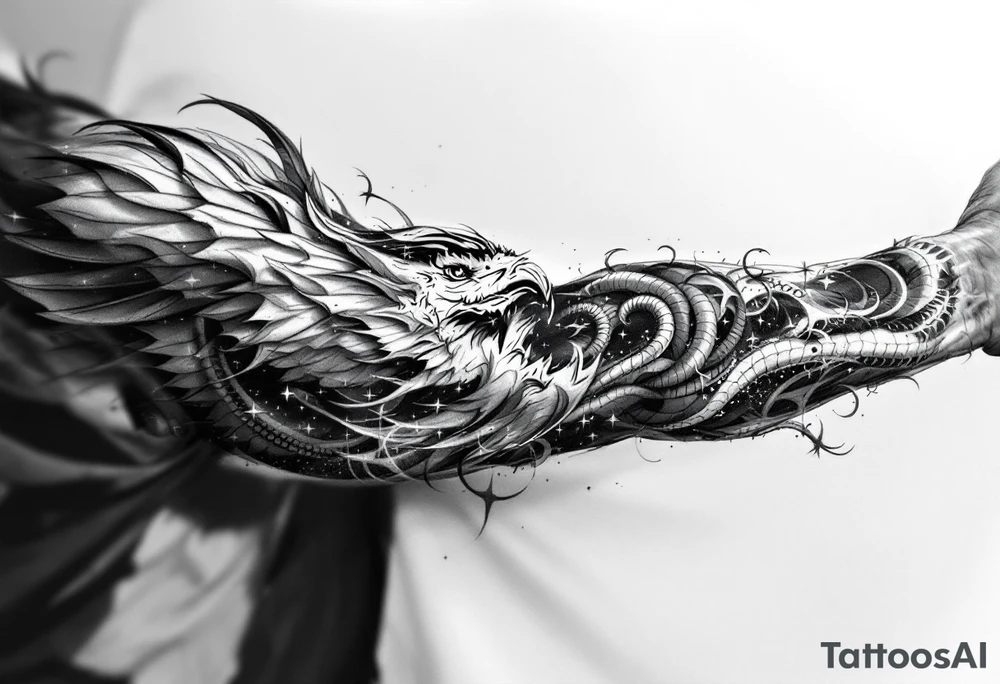 phoanix with aura and special effects tattoo idea