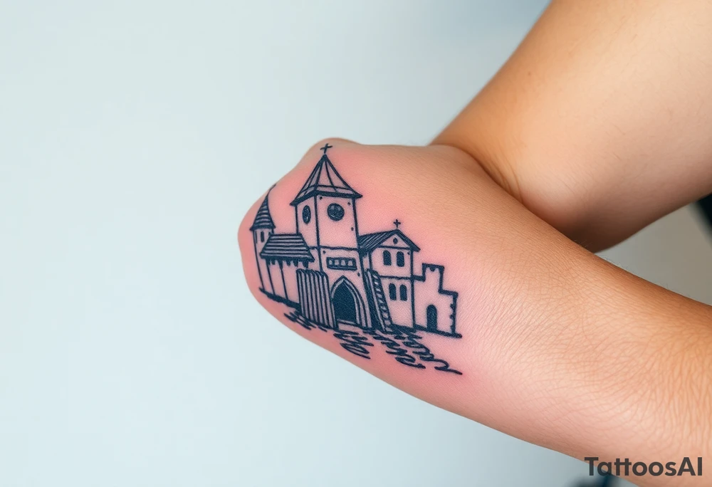 medieval woodcut scene tattoo idea