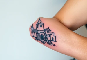 medieval woodcut scene tattoo idea