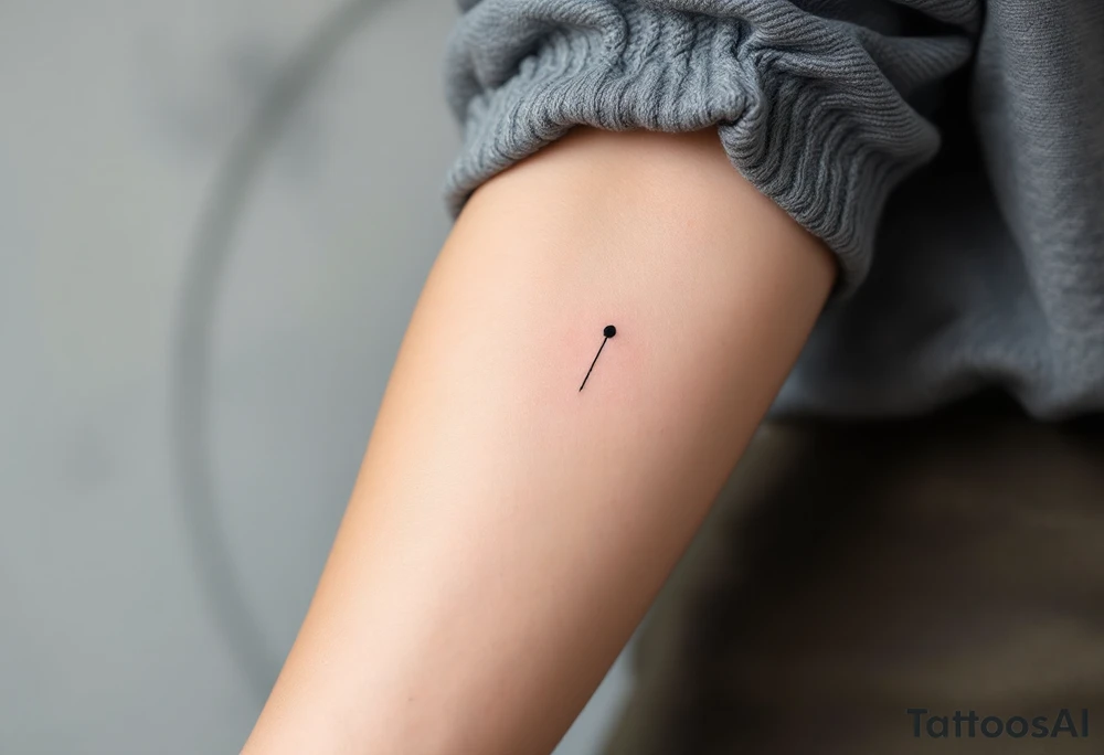 A single line with a dot above it tattoo idea