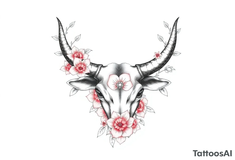 Just bull horns 
with flowers tattoo idea