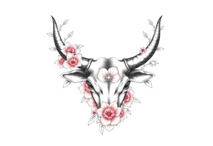 Just bull horns 
with flowers tattoo idea