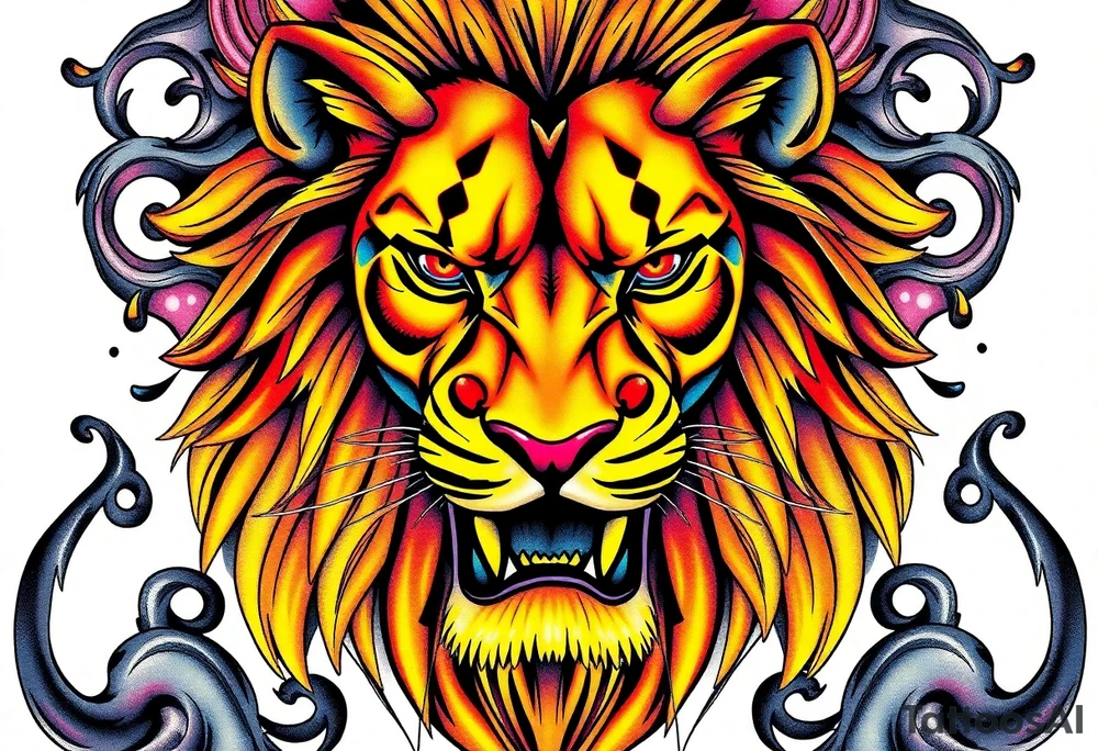 powerful lion tattoo idea