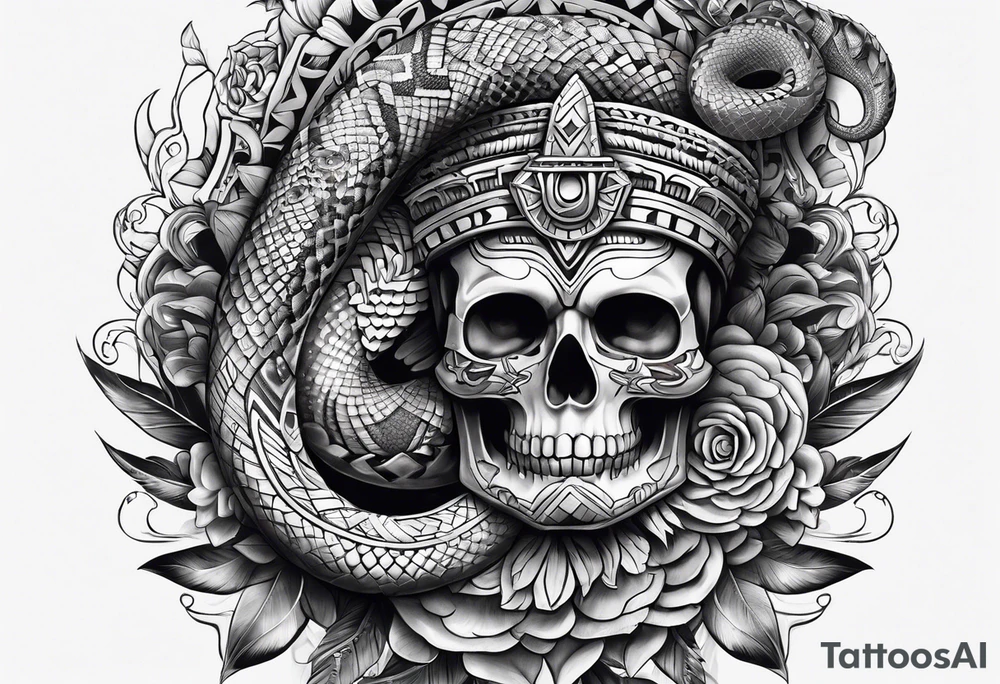 aztec snake sleeve tattoo idea