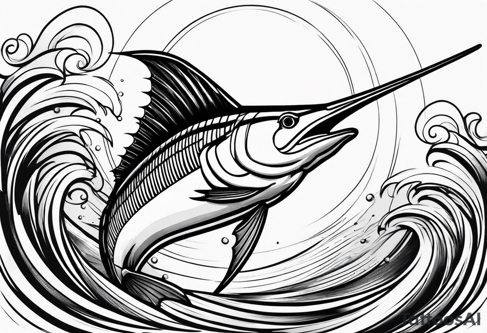 Sailfish, jumping out of the water on shoulder tattoo idea