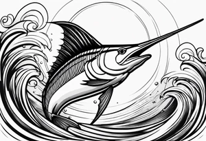 Sailfish, jumping out of the water on shoulder tattoo idea