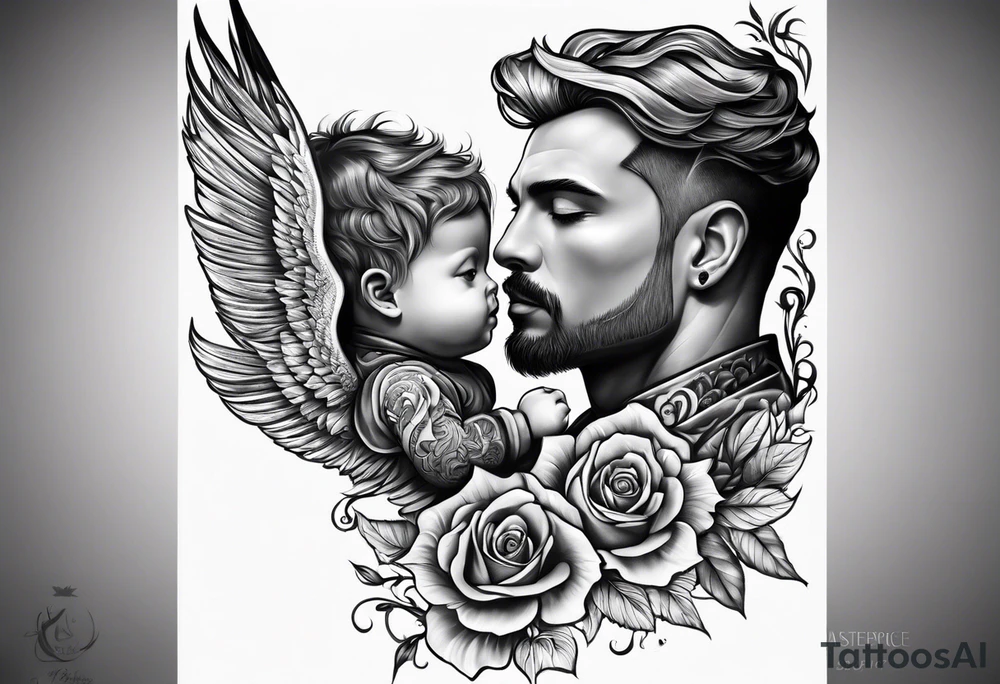 Father son half sleeve tattoo idea