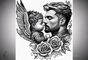 Father son half sleeve tattoo idea