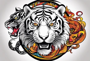 tiger and dragon ying yang contrast tattoo idea