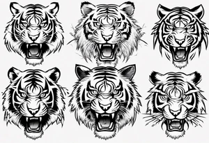 mythical ferocious tiger with lightning around it tattoo idea