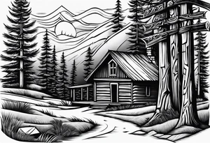 christian 
cross, campfire, golf , whiskey glass, cabin tattoo idea