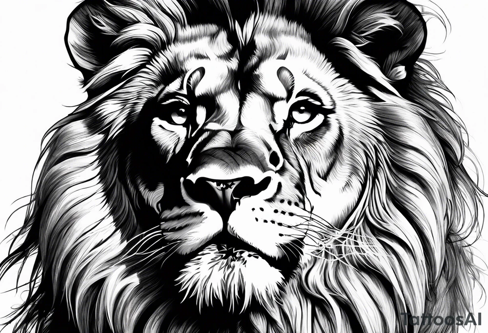 powerful majestic lion, close-up tattoo idea