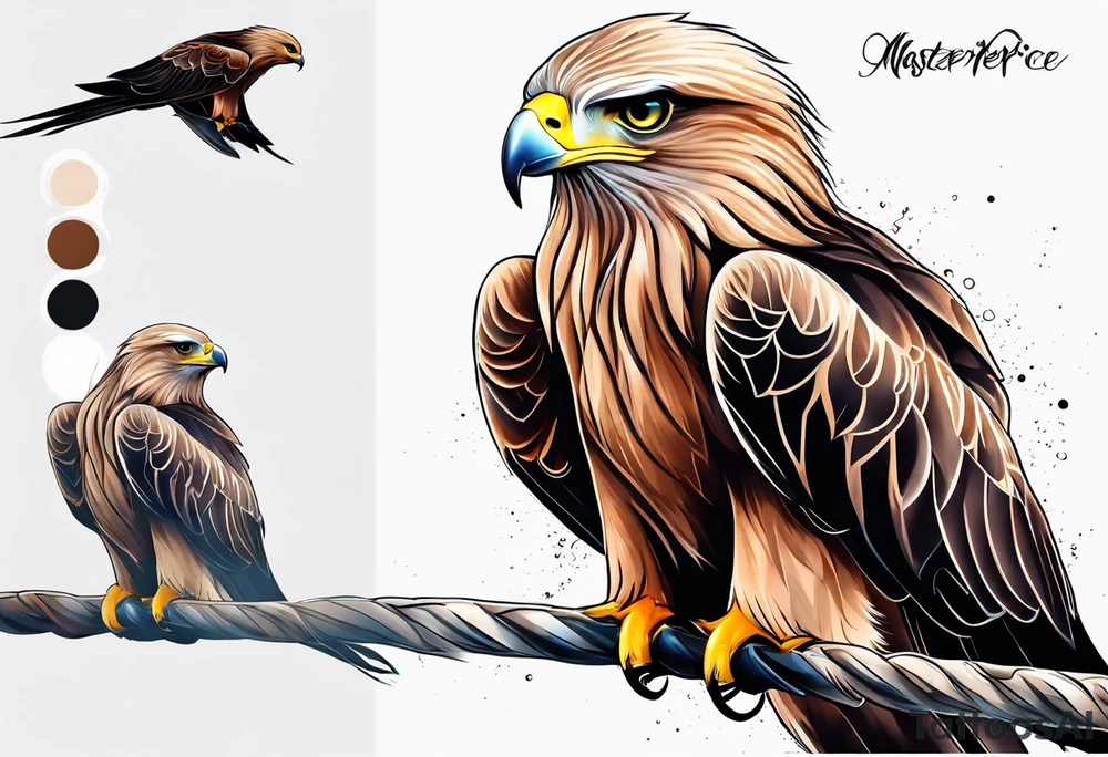 Black kite. Soft. Small. Child like. Environmental elements. Girly. Cute. tattoo idea