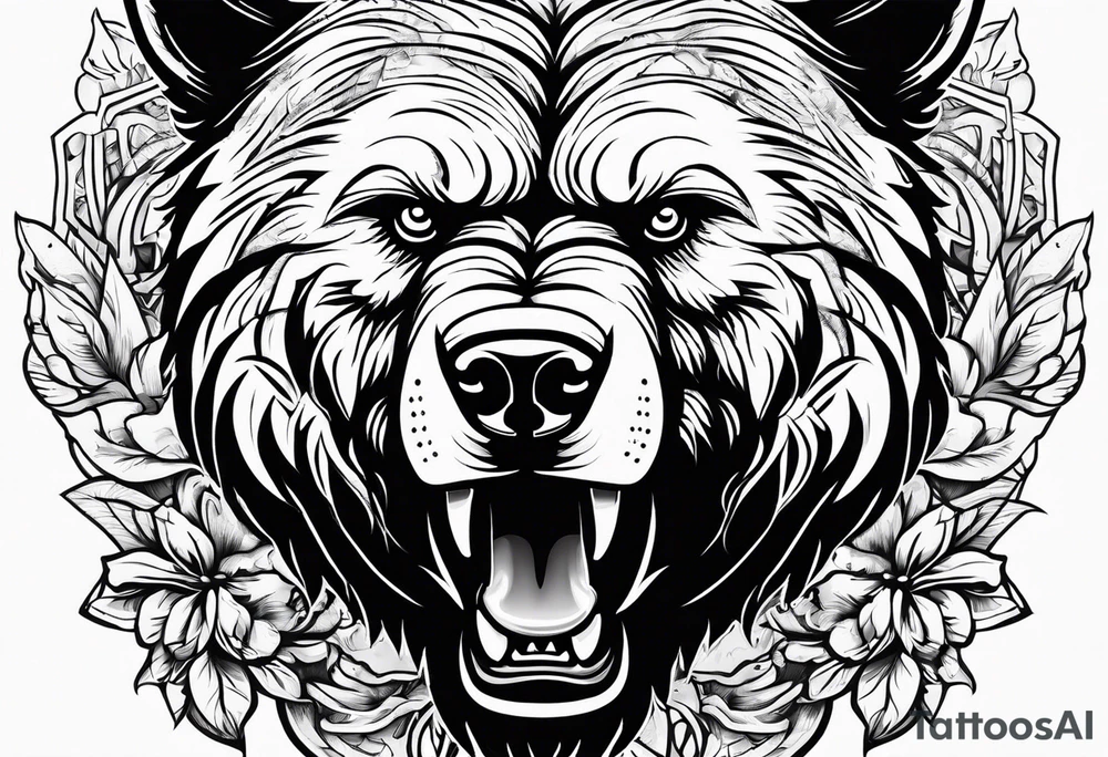 angry bear tattoo idea