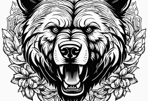 angry bear tattoo idea