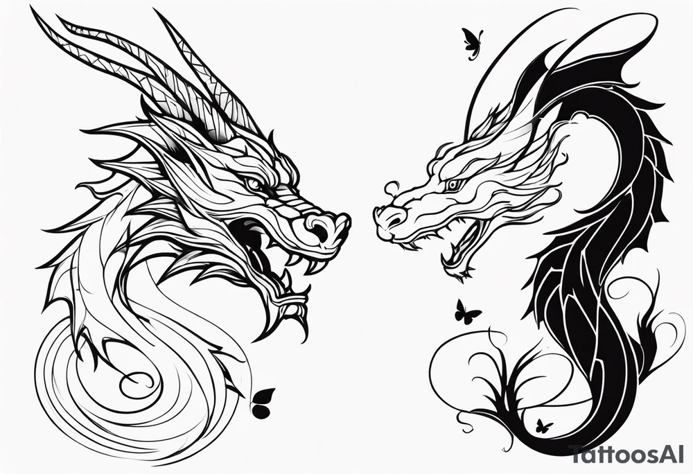 dragon with a butterfly design tattoo idea