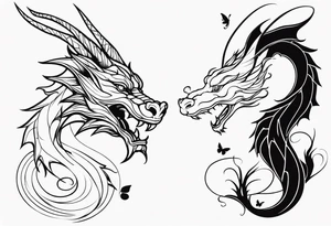 dragon with a butterfly design tattoo idea