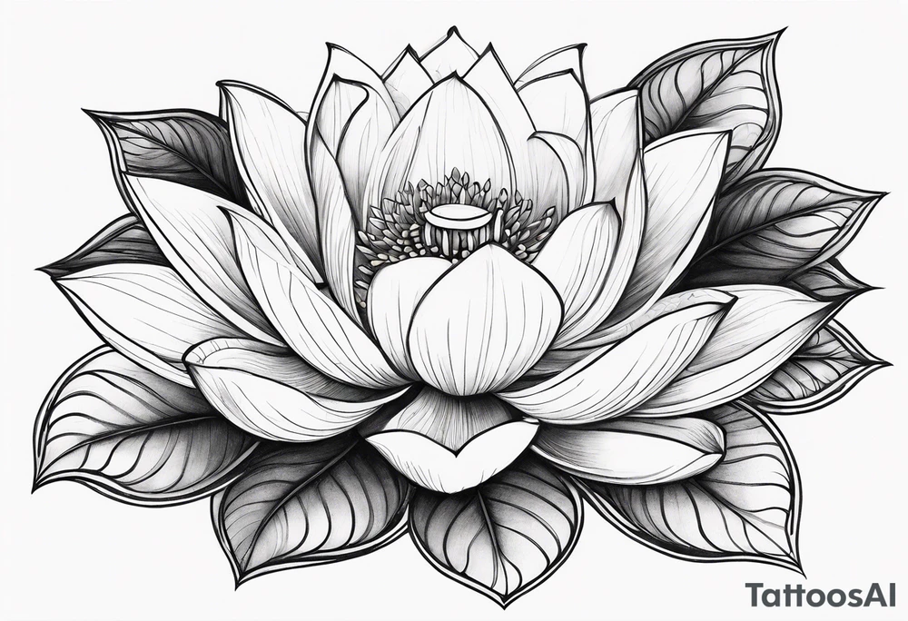 Lotus flower with fine lines and arrows tattoo idea