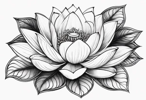 Lotus flower with fine lines and arrows tattoo idea