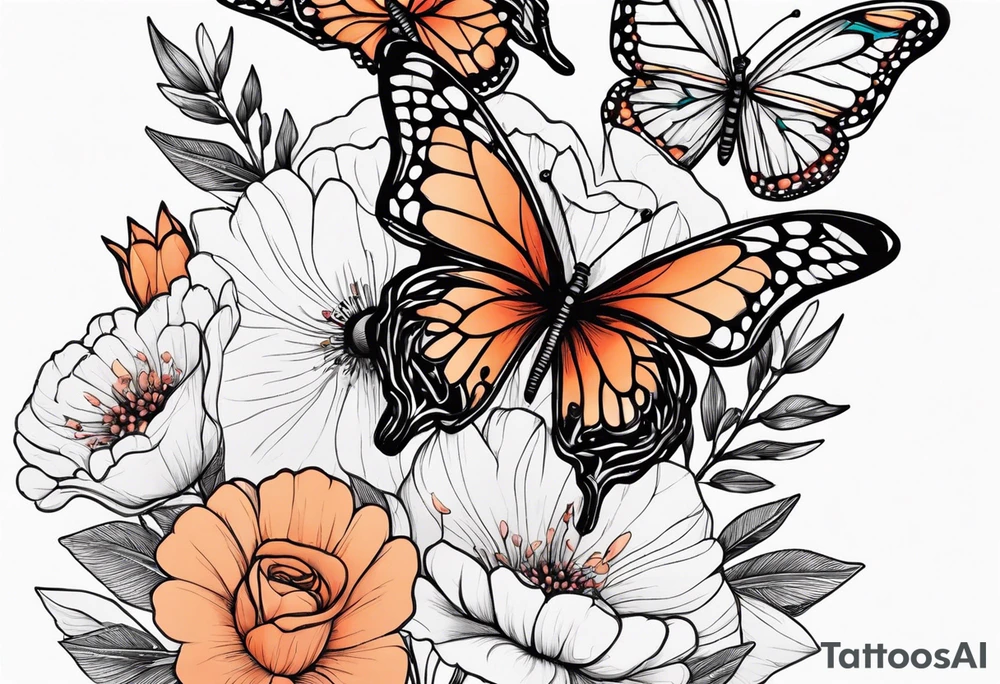 rib cage with 

 flowers and butterflies
simple design minimal sketch tattoo idea