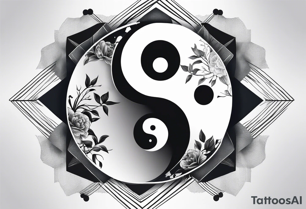 a hexagonal figure depicting ying and yang tattoo idea