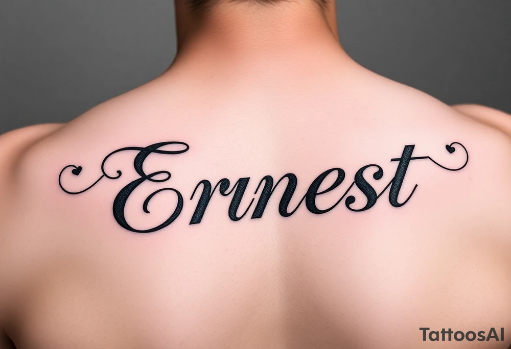Romantic inner arm tattoo of husband name Ernest tattoo idea
