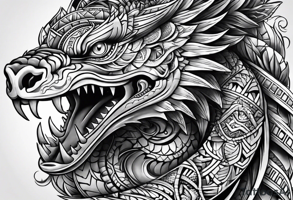 aztec snake sleeve tattoo idea